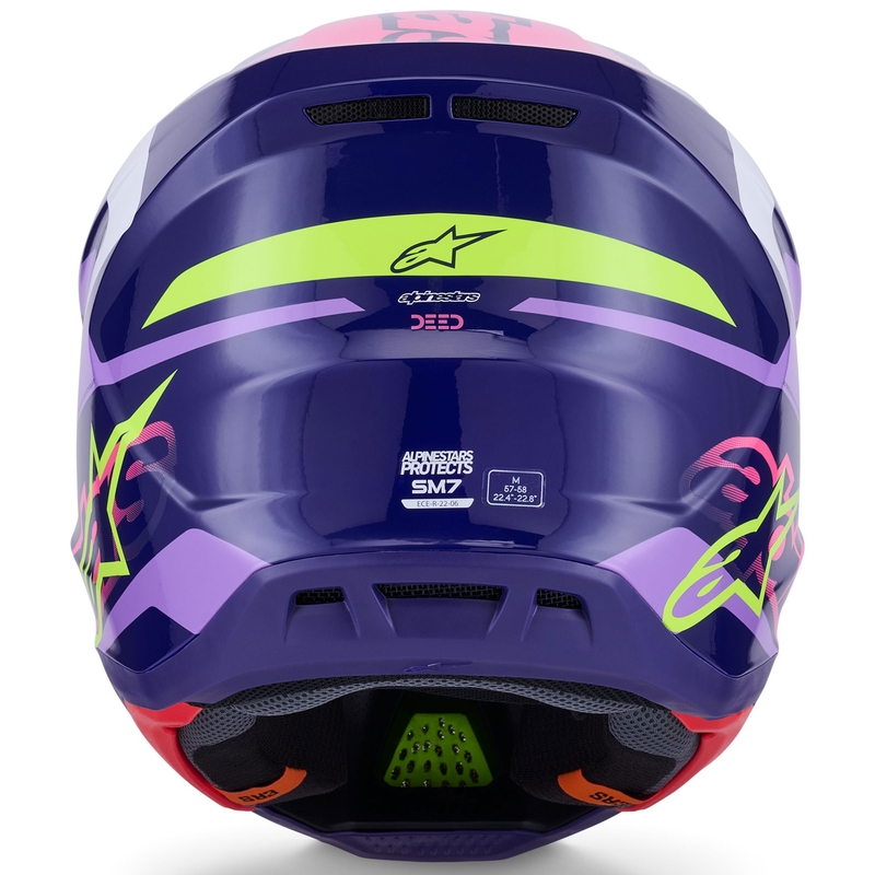 Casque de motocross Alpinestars SM7 Deed violet-rose-blanc-jaune fluo