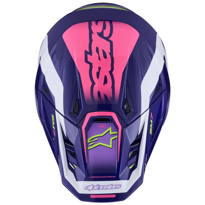 Casque de motocross Alpinestars SM7 Deed violet-rose-blanc-jaune fluo