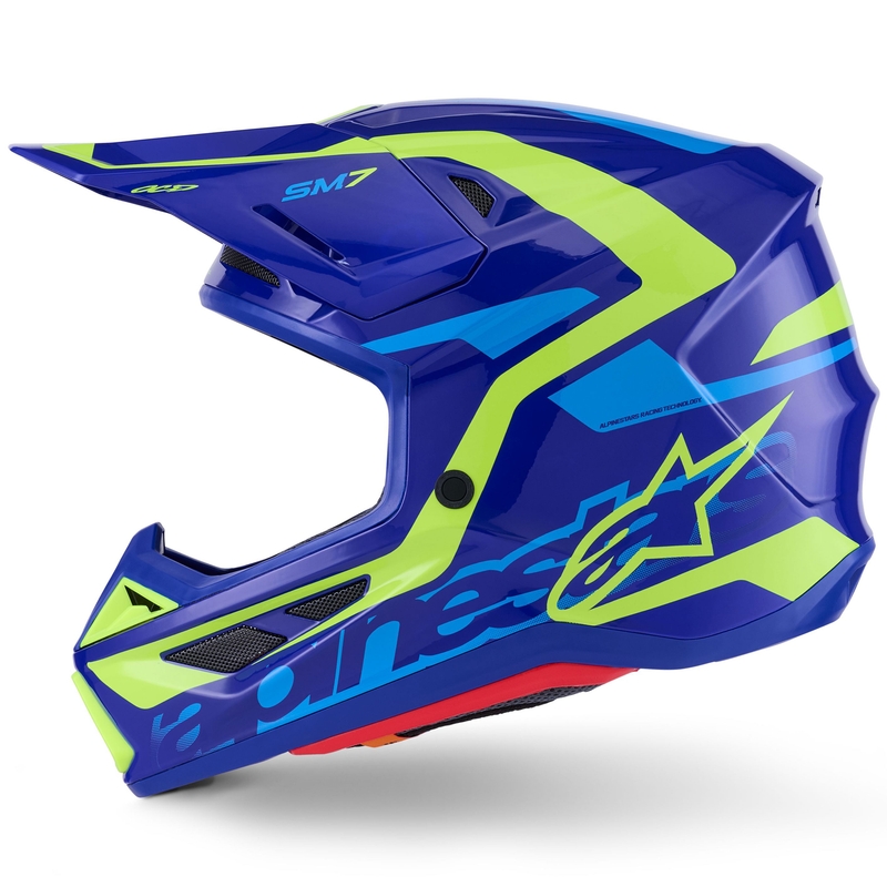 Casque de motocross Alpinestars SM7 Deed bleu-jaune fluo