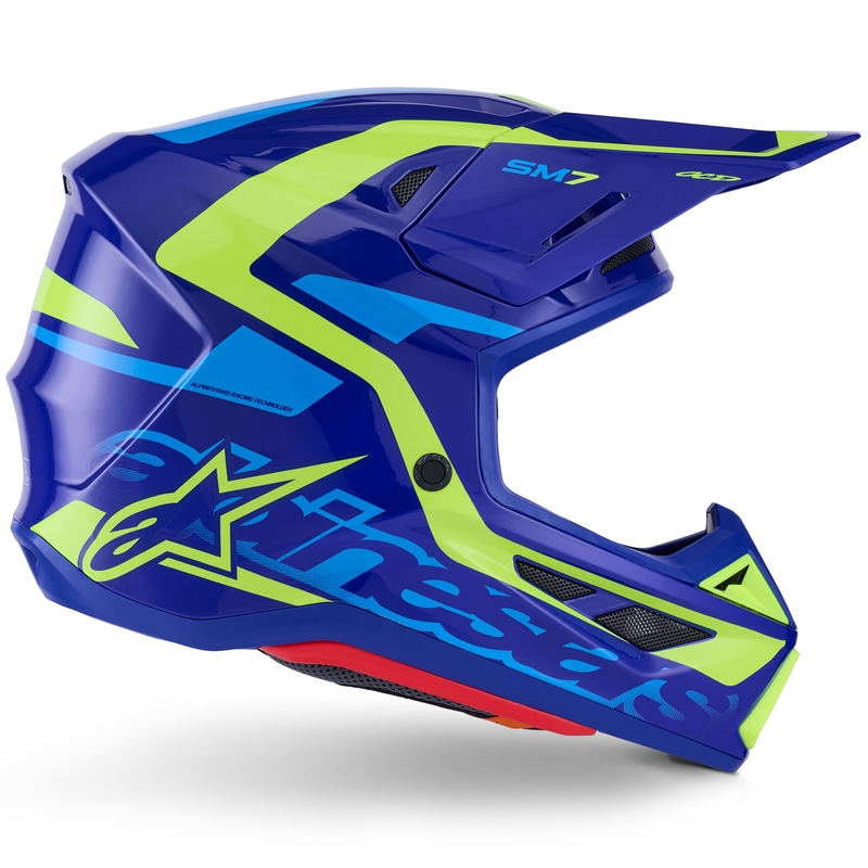 Casque de motocross Alpinestars SM7 Deed bleu-jaune fluo