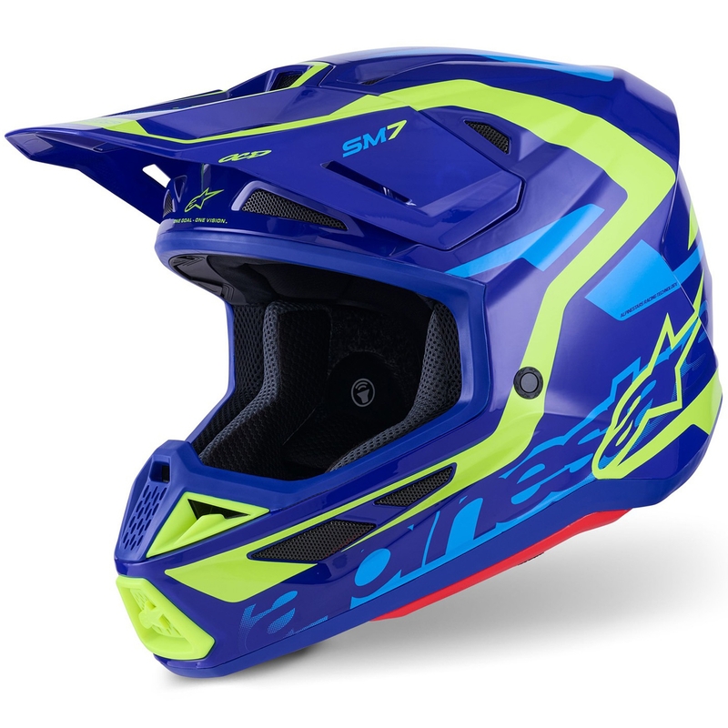 Casque de motocross Alpinestars SM7 Deed bleu-jaune fluo