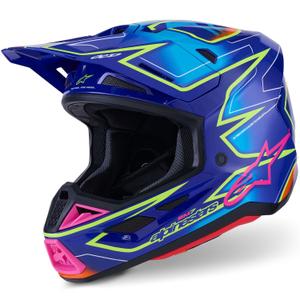 Casque de motocross Alpinestars SM7 Cast bleu-rose-jaune fluo
