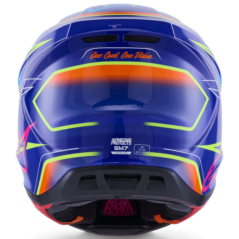 Casque de motocross Alpinestars SM7 Cast bleu-rose-jaune fluo