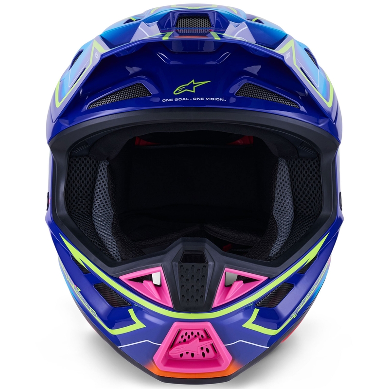 Casque de motocross Alpinestars SM7 Cast bleu-rose-jaune fluo