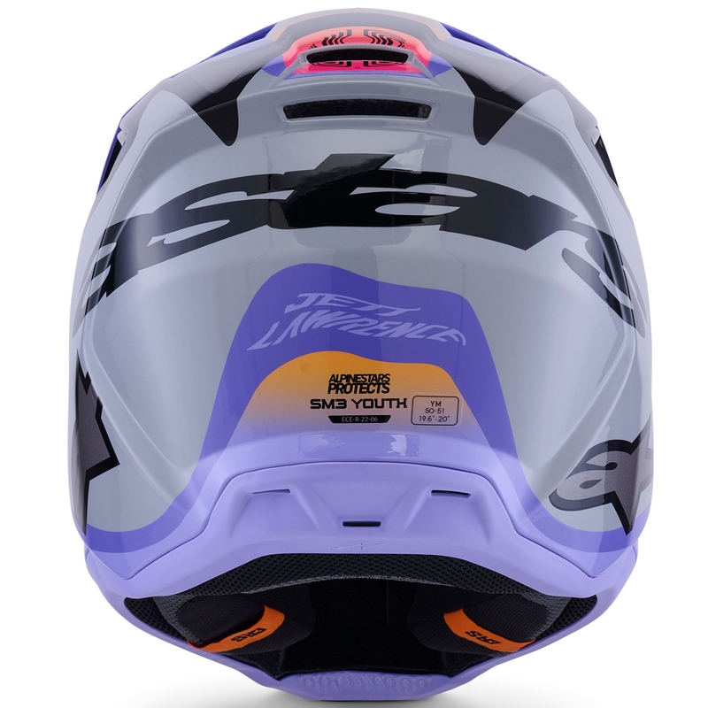 Casque de motocross Alpinestars S-M3 édition JETT LAWRENCE gris-violet-noir