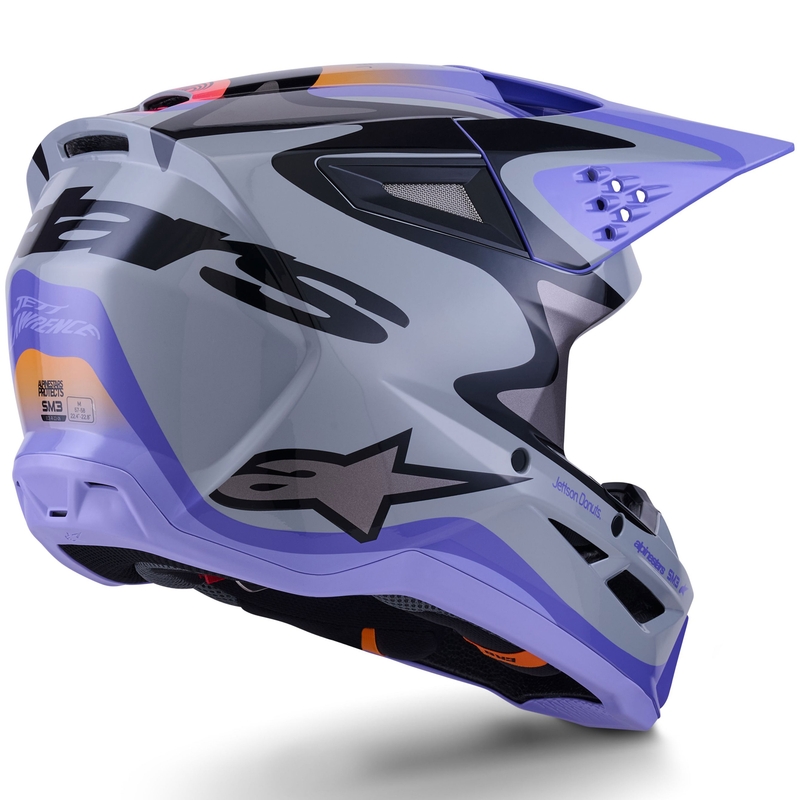Casque de motocross Alpinestars S-M3 édition JETT LAWRENCE gris-violet-noir