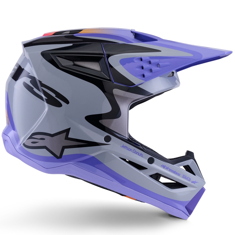 Casque de motocross Alpinestars S-M3 édition JETT LAWRENCE gris-violet-noir