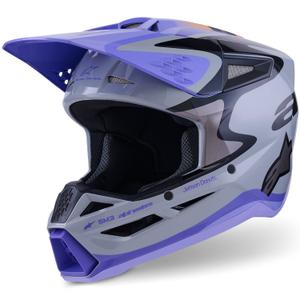 Casque de motocross Alpinestars S-M3 édition JETT LAWRENCE gris-violet-noir