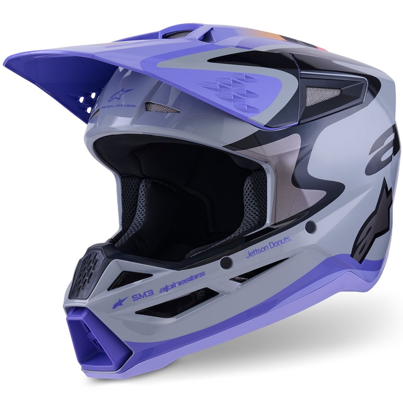 Casque de motocross Alpinestars S-M3 édition JETT LAWRENCE gris-violet-noir