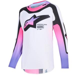 Maillot de motocross Alpinestars Supertech Vista Youth pour enfant, blanc, violet et noir