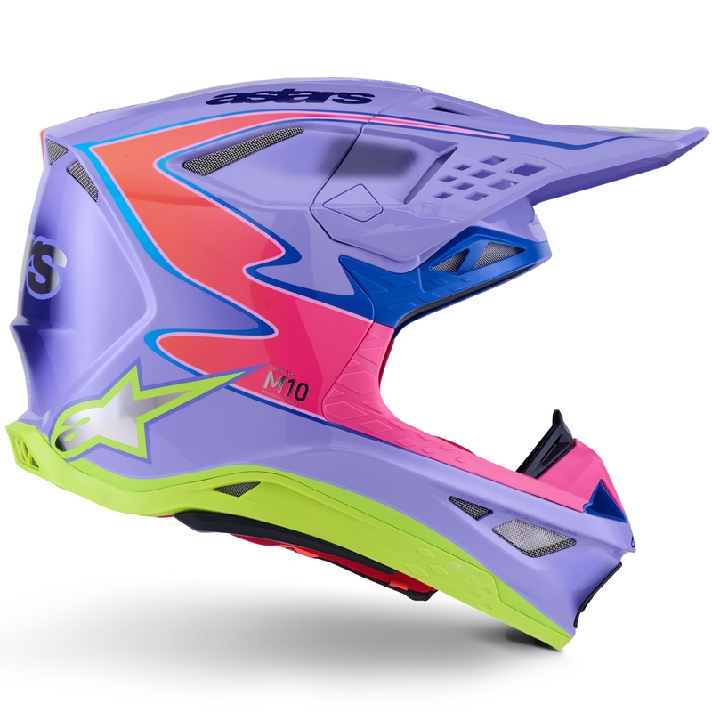 Casque motocross Alpinestars S-M10 JETT LAWRENCE R01 violet-rose fluo-jaune fluo