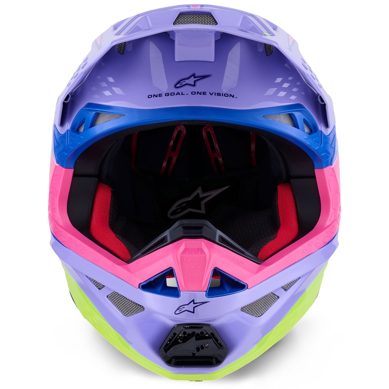 Casque motocross Alpinestars S-M10 JETT LAWRENCE R01 violet-rose fluo-jaune fluo