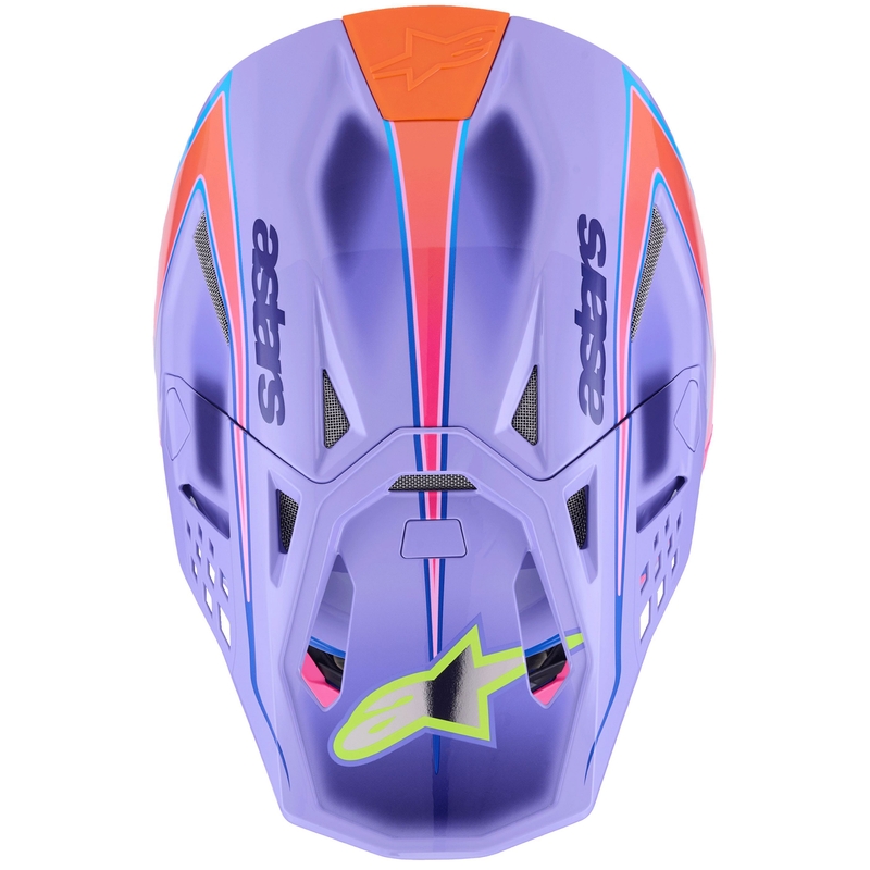 Casque motocross Alpinestars S-M10 JETT LAWRENCE R01 violet-rose fluo-jaune fluo