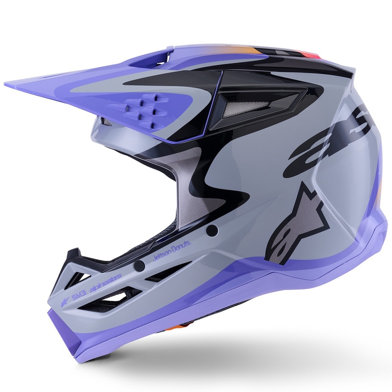 Casque de motocross pour enfant Alpinestars S-M3 JETT LAWRENCE édition gris-violet-noir