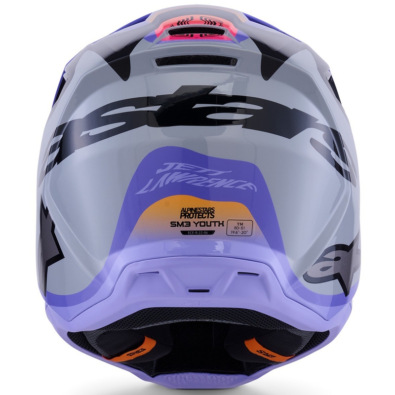 Casque de motocross pour enfant Alpinestars S-M3 JETT LAWRENCE édition gris-violet-noir