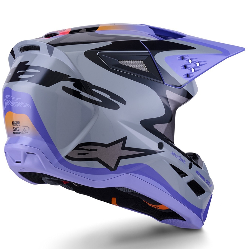 Casque de motocross pour enfant Alpinestars S-M3 JETT LAWRENCE édition gris-violet-noir