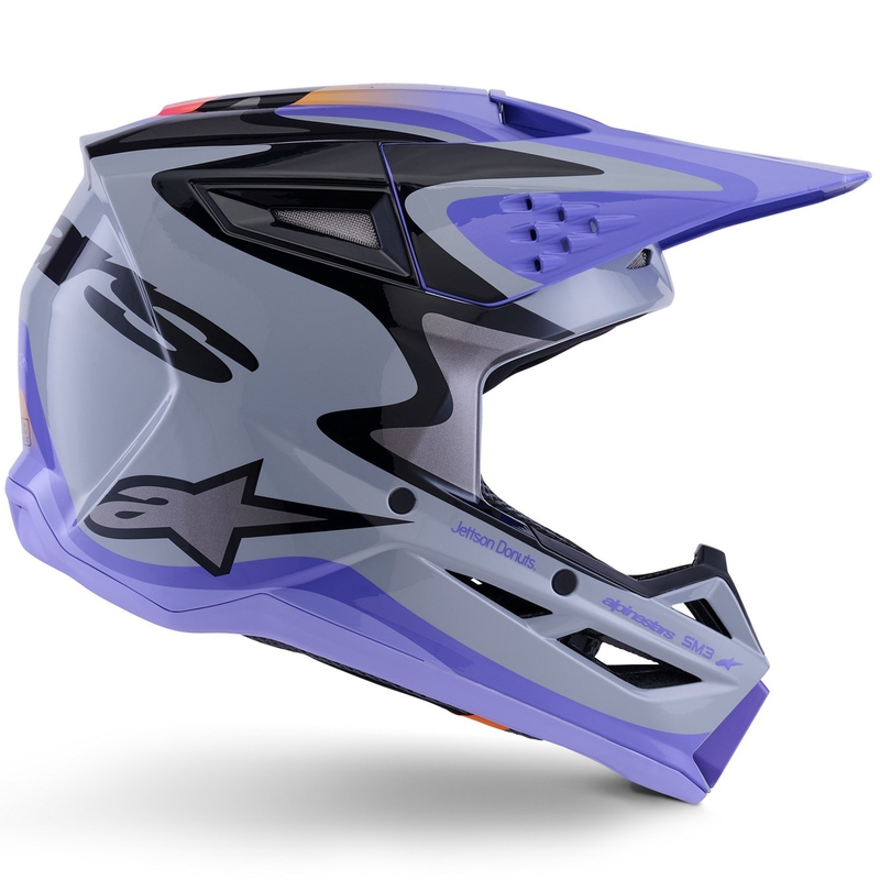 Casque de motocross pour enfant Alpinestars S-M3 JETT LAWRENCE édition gris-violet-noir