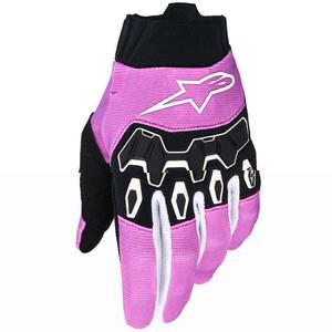 Gants de motocross femme Alpinestars Stella Full Bore V2, blanc, rose fluo et noir