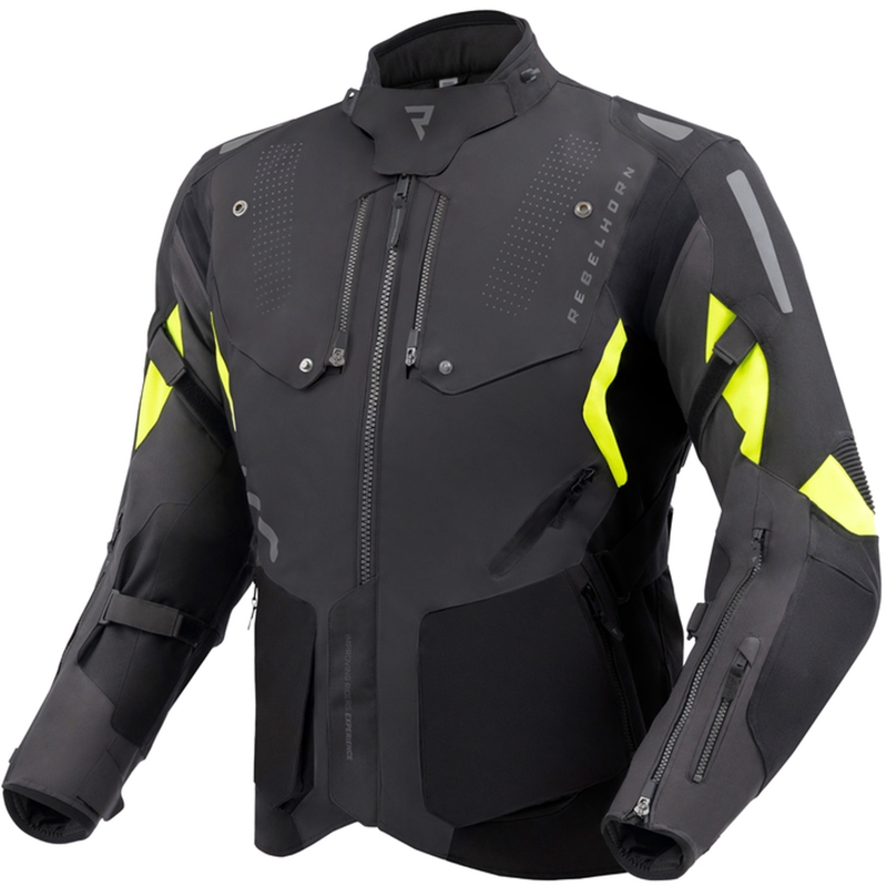 Veste moto Rebelhorn Hiker IV noir-anthracite-jaune fluo