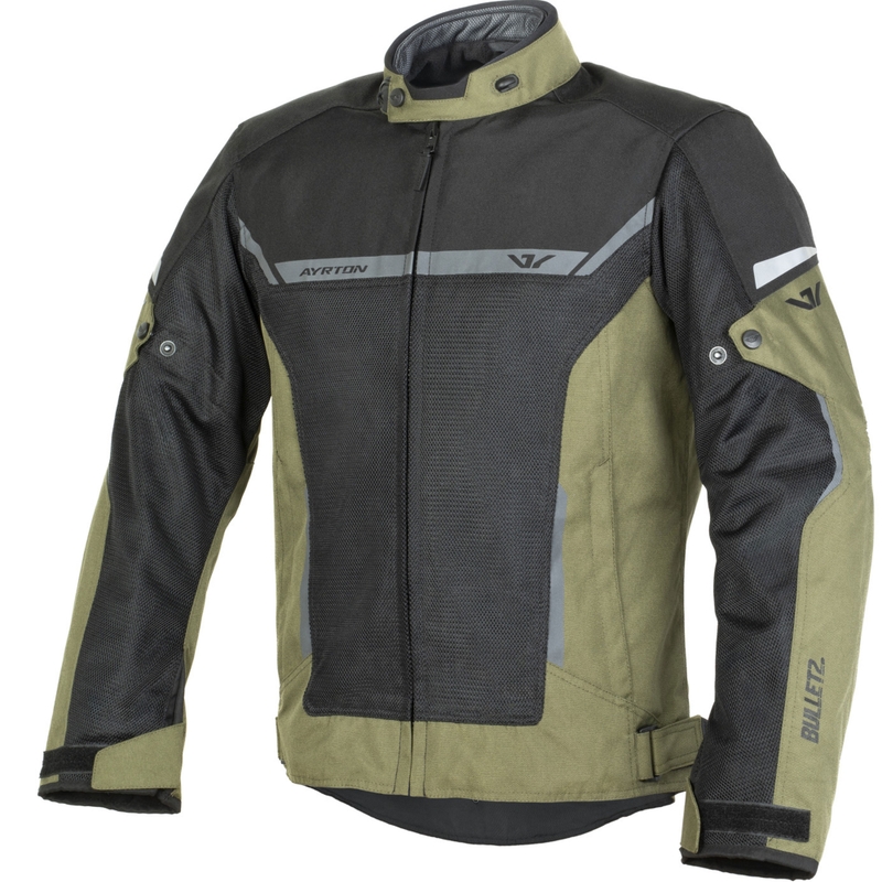 Veste de moto Ayrton Bullet II Flow vert foncé-gris-noir