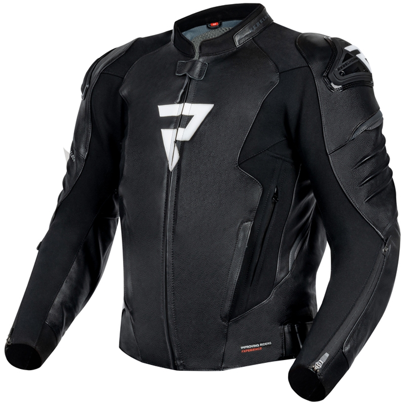 Veste de moto en cuir Rebelhorn Veloce noir-blanc
