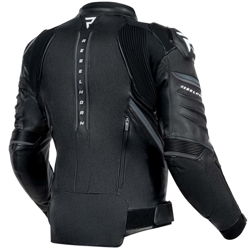 Veste de moto en cuir Rebelhorn Veloce noir-blanc