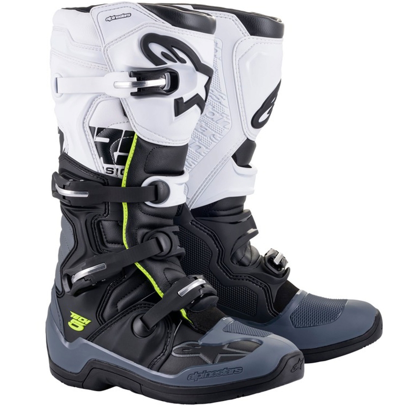 Bottes moto Alpinestars TECH 5 noir-gris-blanc-jaune fluo