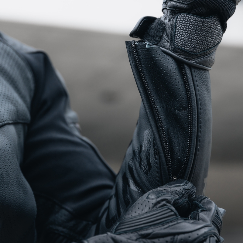 Veste de moto en cuir Rebelhorn Vandal noire