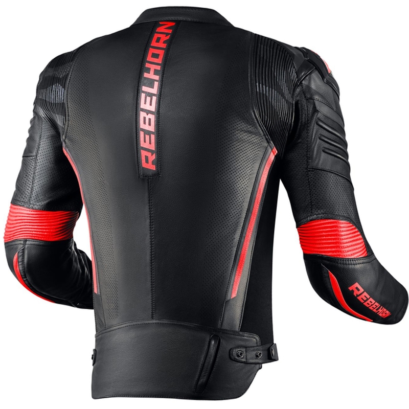 Veste de moto en cuir Rebelhorn Vandal noir-rouge