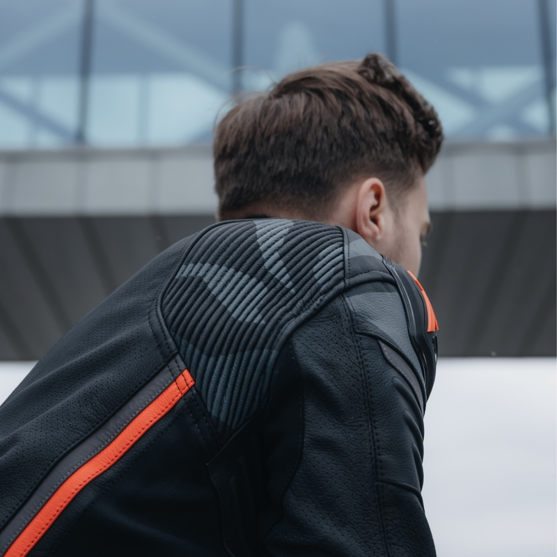 Veste de moto en cuir Rebelhorn Vandal noir-rouge