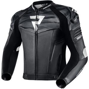 Blouson moto en cuir Rebelhorn Vandal noir-blanc soldes
