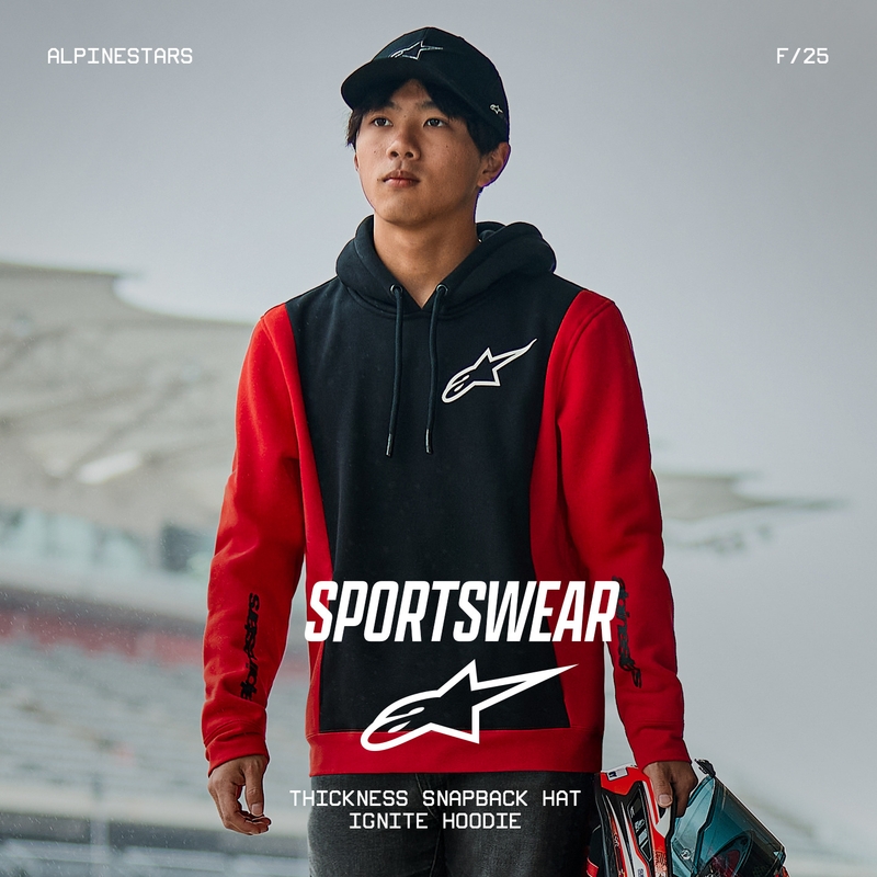 Sweat à capuche Alpinestars Ignite noir-rouge