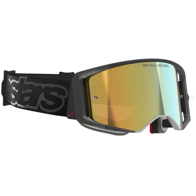 Lunettes de motocross Alpinestars Supertech Vision Vista noires avec verres dorés miroir