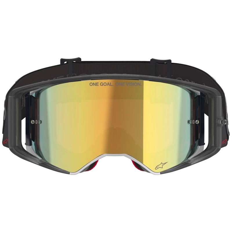 Lunettes de motocross Alpinestars Supertech Vision Vista noires avec verres dorés miroir