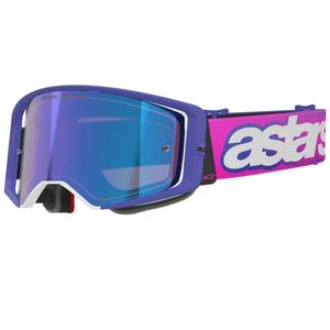 Lunettes de motocross Alpinestars Supertech Vision Vista violet-rose fluo avec verres bleus miroir