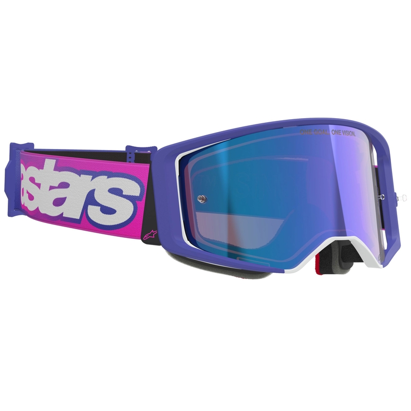 Lunettes de motocross Alpinestars Supertech Vision Vista violet-rose fluo avec verres bleus miroir