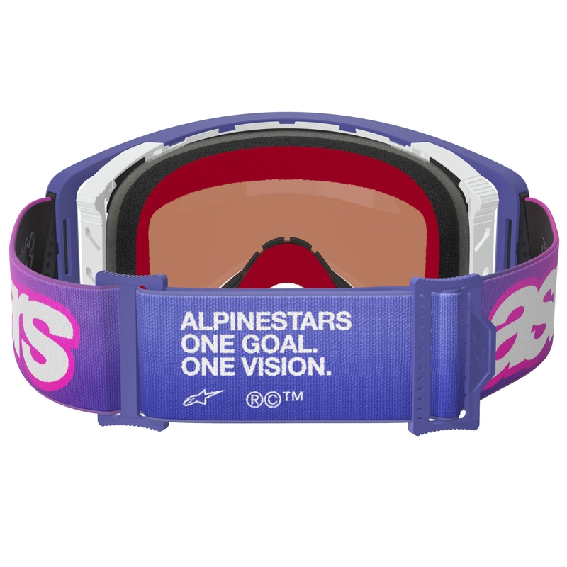 Lunettes de motocross Alpinestars Supertech Vision Vista violet-rose fluo avec verres bleus miroir