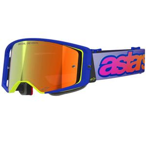 Lunettes de motocross Alpinestars Supertech Vision Vista bleu-jaune-violet avec verres rouges miroir