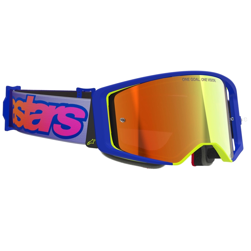 Lunettes de motocross Alpinestars Supertech Vision Vista bleu-jaune-violet avec verres rouges miroir