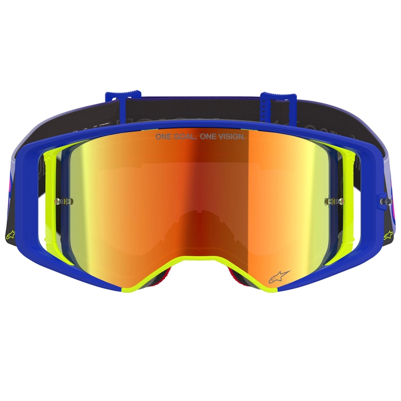 Lunettes de motocross Alpinestars Supertech Vision Vista bleu-jaune-violet avec verres rouges miroir
