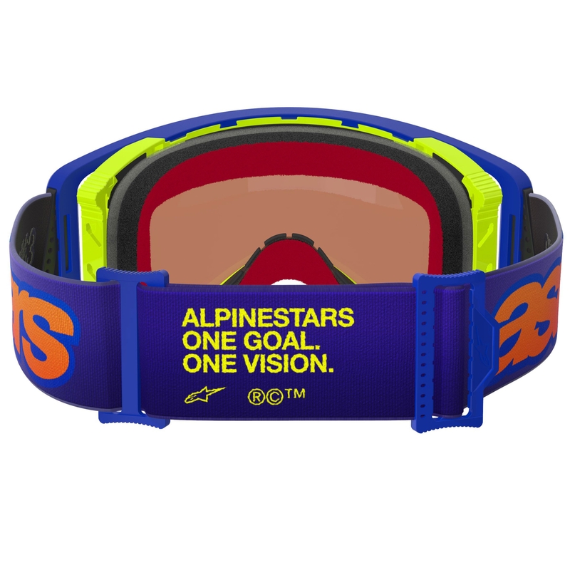 Lunettes de motocross Alpinestars Supertech Vision Vista bleu-jaune-violet avec verres rouges miroir