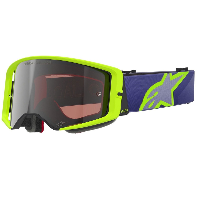 Lunettes de motocross Alpinestars Supertech Vision Corp violet-jaune avec verres argentés miroir