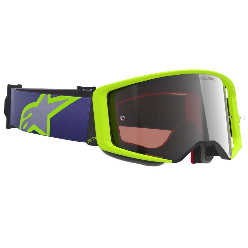 Lunettes de motocross Alpinestars Supertech Vision Corp violet-jaune avec verres argentés miroir