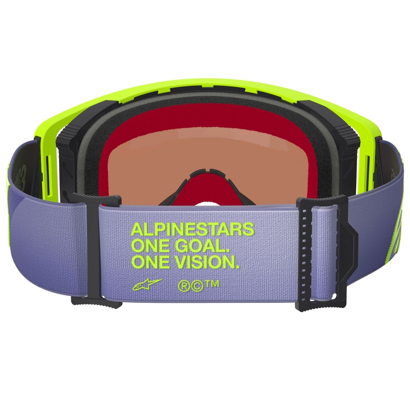 Lunettes de motocross Alpinestars Supertech Vision Corp violet-jaune avec verres argentés miroir