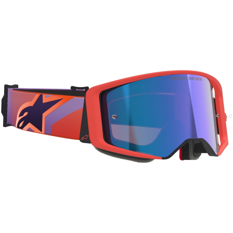 Lunettes de motocross Alpinestars Supertech Vision Corp orange-violet avec verres bleus miroir