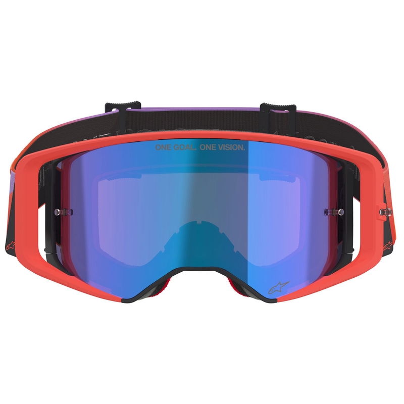 Lunettes de motocross Alpinestars Supertech Vision Corp orange-violet avec verres bleus miroir