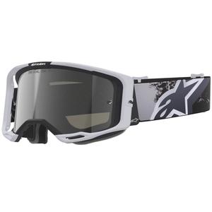 Lunettes de motocross Alpinestars Supertech Vision 8 Lahnd blanc-noir avec verres argentés miroir
