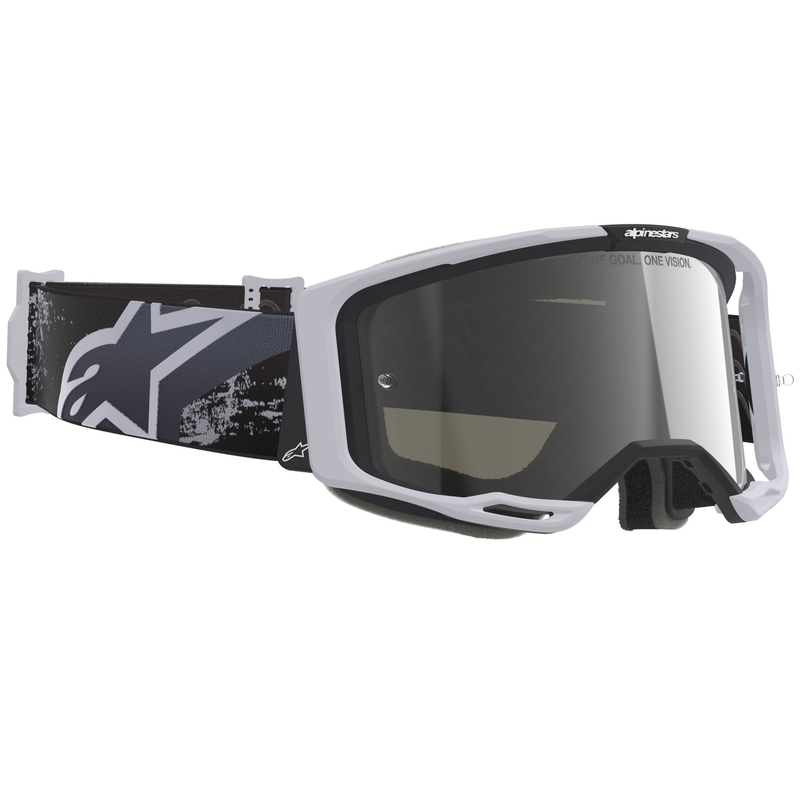 Lunettes de motocross Alpinestars Supertech Vision 8 Lahnd blanc-noir avec verres argentés miroir