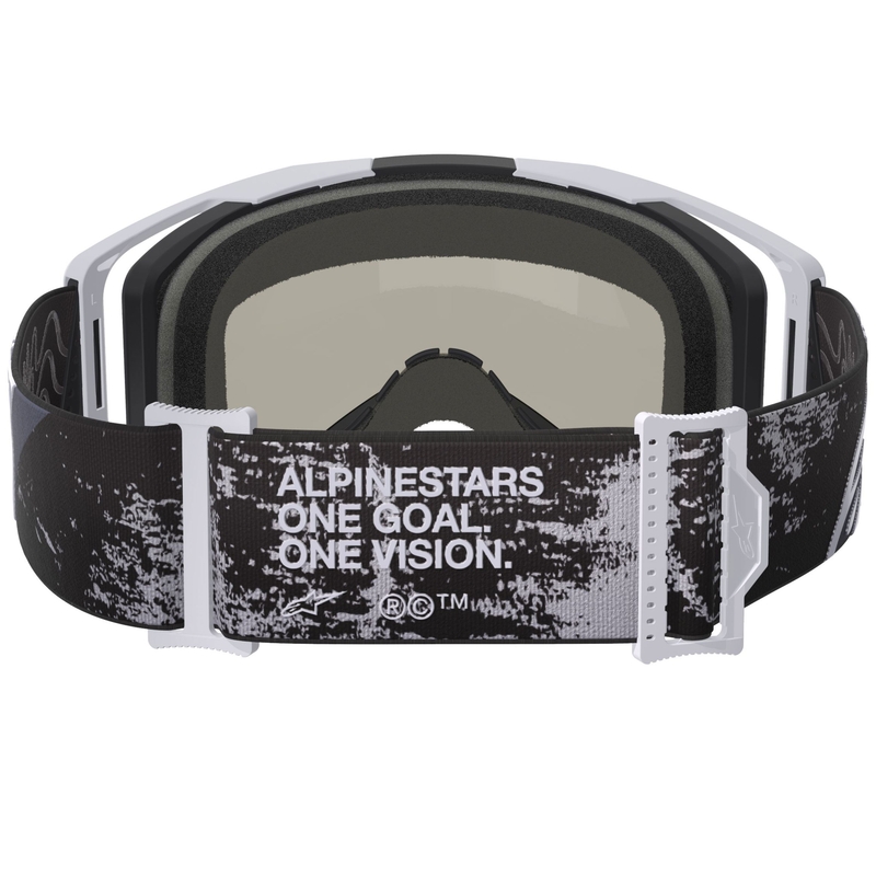 Lunettes de motocross Alpinestars Supertech Vision 8 Lahnd blanc-noir avec verres argentés miroir
