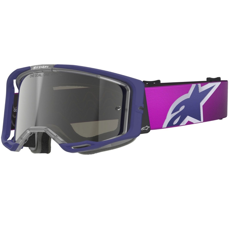 Lunettes de motocross Alpinestars Vision 8 Corp violet-transparent avec verres argentés miroir